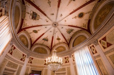 Venedik, İtalya, 26 Nisan 2018: iç dekor, tavan ve freskleri Correr Sarayı, 26 Nisan 2018, Venedik, İtalya