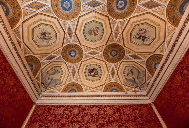 Venedik, İtalya, 26 Nisan 2018: iç dekor, tavan ve freskleri Correr Sarayı, 26 Nisan 2018, Venedik, İtalya