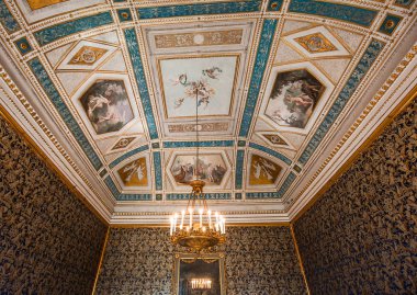 Venedik, İtalya, 26 Nisan 2018: iç dekor, tavan ve freskleri Correr Sarayı, 26 Nisan 2018, Venedik, İtalya