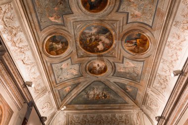 Venedik, İtalya, 26 Nisan 2018: iç dekor, tavan ve fresk biblioteca Marciana, 26 Nisan 2018, Venedik, İtalya