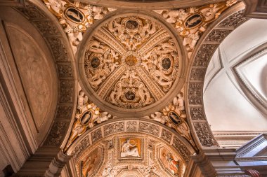 Venedik, İtalya, 26 Nisan 2018: iç dekor, tavan ve fresk biblioteca Marciana, 26 Nisan 2018, Venedik, İtalya