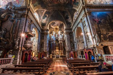 Venedik, İtalya, 25 Nisan 2018: iç mekanlar ve mimari detaylar Santa Maria di Nazareth Kilisesi, 25 Nisan 2018, Venedik, İtalya