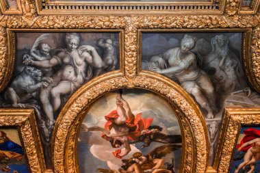 Venedik, İtalya, 21 Nisan 2018: iç mekanlar ve doge Sarayı, 21 Nisan 2018, Venedik, İtalya'nın mimari detaylar