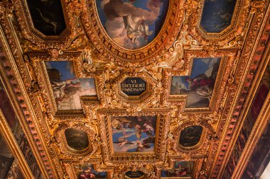 Venedik, İtalya, 21 Nisan 2018: iç mekanlar ve doge Sarayı, 21 Nisan 2018, Venedik, İtalya'nın mimari detaylar