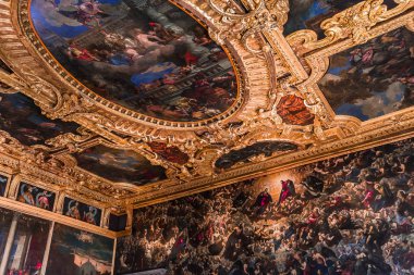 Venedik, İtalya, 21 Nisan 2018: iç mekanlar ve doge Sarayı, 21 Nisan 2018, Venedik, İtalya'nın mimari detaylar