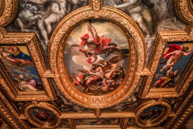 Venedik, İtalya, 21 Nisan 2018: iç mekanlar ve doge Sarayı, 21 Nisan 2018, Venedik, İtalya'nın mimari detaylar