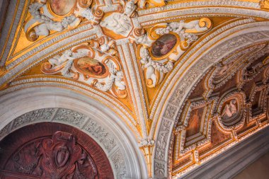 Venedik, İtalya, 21 Nisan 2018: iç mekanlar ve doge Sarayı, 21 Nisan 2018, Venedik, İtalya'nın mimari detaylar