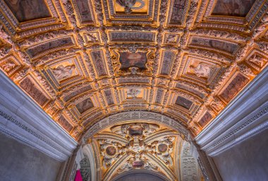 Venedik, İtalya, 21 Nisan 2018: iç mekanlar ve doge Sarayı, 21 Nisan 2018, Venedik, İtalya'nın mimari detaylar