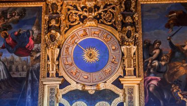 Venedik, İtalya, 21 Nisan 2018: iç mekanlar ve doge Sarayı, 21 Nisan 2018, Venedik, İtalya'nın mimari detaylar