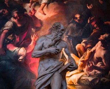 Venedik, İtalya, 22 Nisan 2018: iç mekanlar ve ayrıntılarını bazilika Santa Maria gloriosa dei Frari, 22 Nisan 2018, Venedik, İtalya