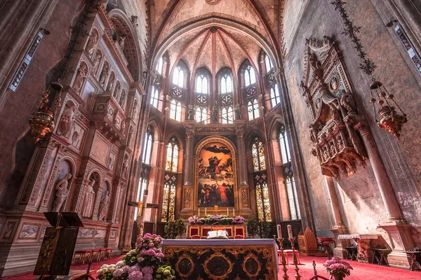 Venedik Talya Nisan 2018 Mekanlar Ayrıntılarını Bazilika Santa Maria Gloriosa — Stok fotoğraf