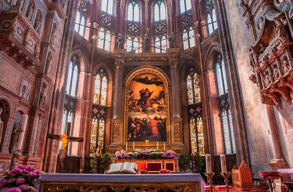Venedik Talya Nisan 2018 Mekanlar Ayrıntılarını Bazilika Santa Maria Gloriosa — Stok fotoğraf