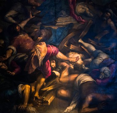 Venedik, İtalya, 22 Nisan 2018: iç mekanlar ve ayrıntılarını bazilika Santa Maria gloriosa dei Frari, 22 Nisan 2018, Venedik, İtalya