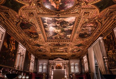 Venedik, İtalya, 22 Nisan 2018: scuola grande di san rocco, 22 Nisan 2018, Venedik, İtalya, mimari detais