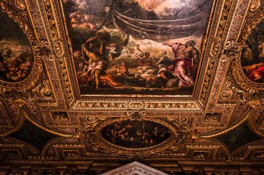 Venedik, İtalya, 22 Nisan 2018: scuola grande di san rocco, 22 Nisan 2018, Venedik, İtalya, mimari detais