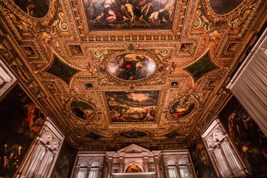 Venedik, İtalya, 22 Nisan 2018: scuola grande di san rocco, 22 Nisan 2018, Venedik, İtalya, mimari detais