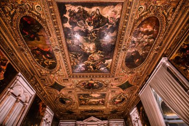 Venedik, İtalya, 22 Nisan 2018: scuola grande di san rocco, 22 Nisan 2018, Venedik, İtalya, mimari detais