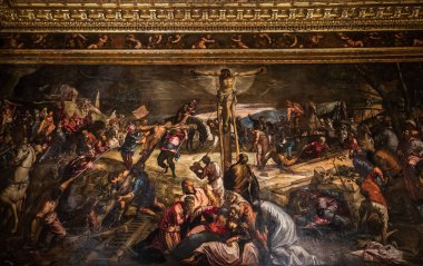 Venedik, İtalya, 22 Nisan 2018: scuola grande di san rocco, 22 Nisan 2018, Venedik, İtalya, mimari detais