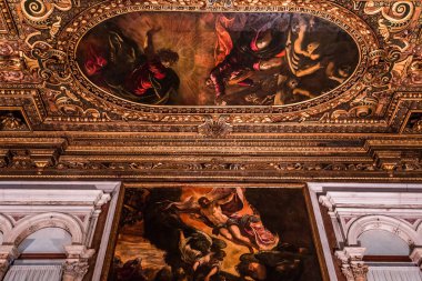 Venedik, İtalya, 22 Nisan 2018: scuola grande di san rocco, 22 Nisan 2018, Venedik, İtalya, mimari detais