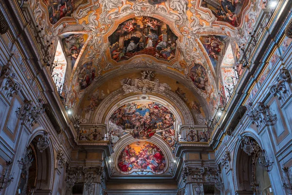 Catania Sicilia Italia Junio 2018 Interiores Frescos Iglesia San Benedetto —  Fotos de Stock