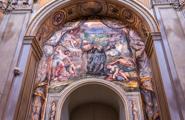 Catânia Sicilia Itália Junho 2018 Interiores Afrescos Igreja San Benedetto — Fotografia de Stock