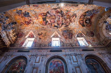 Catania, Sicilya, İtalya, 12 Haziran 2018: iç mekanlar ve freskleri San Benedetto kilise, 12 Haziran 2018, Catania, Sicilya, İtalya