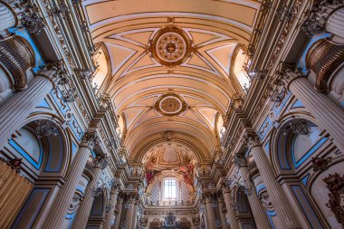 Catania, Sicilya, İtalya, 12 Haziran 2018: iç mekanlar ve freskleri San Placido kilise, 12 Haziran 2018, Catania, Sicilya, İtalya