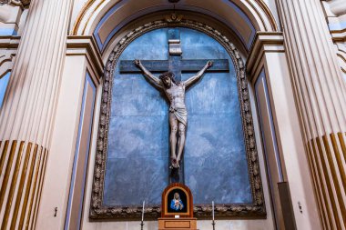 Catania, Sicilya, İtalya, 12 Haziran 2018: iç mekanlar ve freskleri San Placido kilise, 12 Haziran 2018, Catania, Sicilya, İtalya