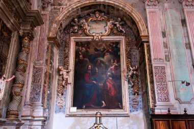 Modica, Sicilya, İtalya, 19 Haziran 2018: iç Ayrıntılar ve fresk San Pietro Kilisesi, 19 Haziran 2018, Modica, Sicilya, İtalya