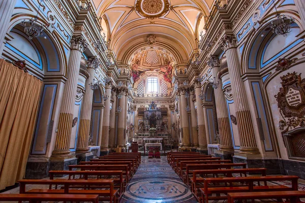Catania Sicilia Italia Junio 2018 Interiores Frescos Iglesia San Placido — Foto de Stock
