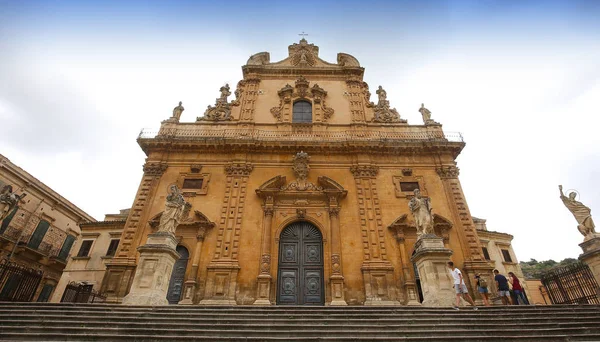 Modica Sicilya Talya Haziran 2018 Dış Ayrıntılarını San Pietro Kilisesi — Stok fotoğraf