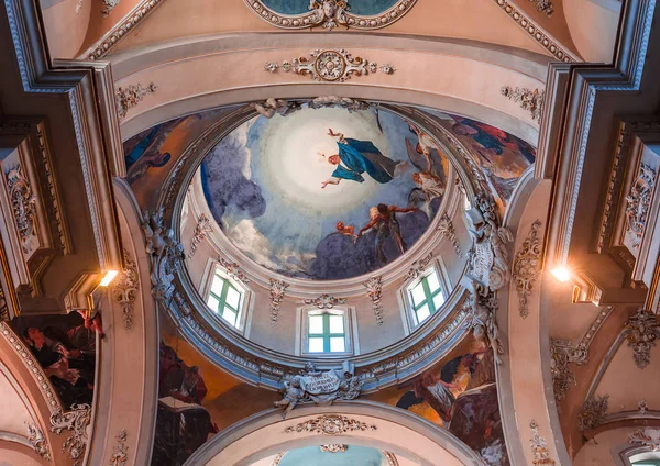 Catania Sicily Italy June 2018 Interiors Frescoes Basilica Della Collegiata — Stock Photo, Image