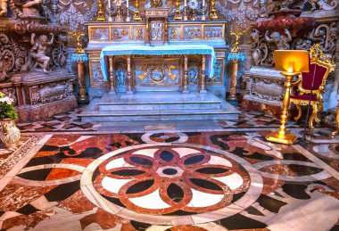 Catania, Sicilya, İtalya, 12 Haziran 2018: iç mekanlar ve freskleri Bazilikası duomo Kilisesi, 12 Haziran 2018, Catania, Sicilya, İtalya