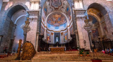 Catania, Sicilya, İtalya, 12 Haziran 2018: iç mekanlar ve freskleri Bazilikası duomo Kilisesi, 12 Haziran 2018, Catania, Sicilya, İtalya