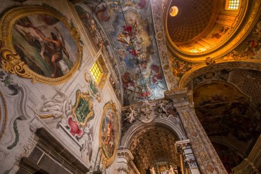 Acireale, Sicilya, İtalya, 11 Haziran 2018: iç Ayrıntılar ve freskleri katedralde, 11 Haziran 2018, Acireale, Sicilya, İtalya