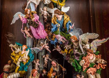 Acireale, Sicilya, İtalya, 11 Haziran 2018: San Sebastiano kilisede, freskleri ayrıntıları, 11 Haziran 2018, Acireale, Sicilya, İtalya
