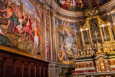 Acireale, Sicilya, İtalya, 11 Haziran 2018: San Sebastiano kilisede, freskleri ayrıntıları, 11 Haziran 2018, Acireale, Sicilya, İtalya