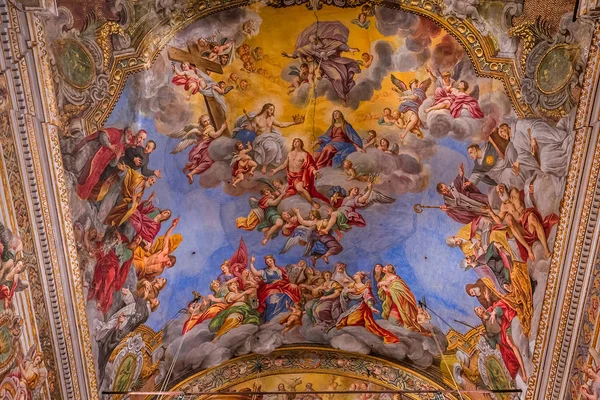 Acireale Sicily Italia Junio 2018 Iglesia San Sebastiano Detalles Frescos — Foto de Stock