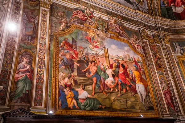 Acireale Sicilya Talya Haziran 2018 San Sebastiano Kilisede Freskleri Ayrıntıları — Stok fotoğraf