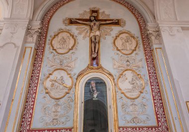 Noto, Sicilya, İtalya, 16 Haziran 2018: iç San Carlo Kilisesi, 16 Haziran 2018, Noto, Sicilya, İtalya