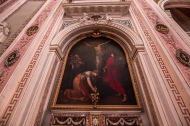 Noto, Sicilya, İtalya, 16 Haziran 2018: iç San Salvatore kilise, 16 Haziran 2018, Noto, Sicilya, İtalya