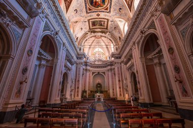 Noto, Sicilya, İtalya, 16 Haziran 2018: iç San Salvatore kilise, 16 Haziran 2018, Noto, Sicilya, İtalya