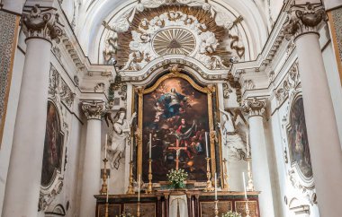 Noto, Sicilya, İtalya, 16 Haziran 2018: iç Santa Chiara kilise, 16 Haziran 2018, Noto, Sicilya, İtalya