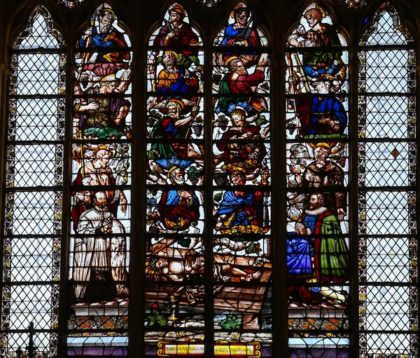 Stained glasses of the cathedral, Troyes, France — Stock Photo, Image