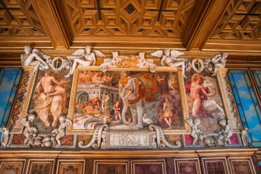 iç mekanlar ve kale Fontainebleau, Fransa'nın ayrıntılarını