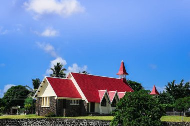 Cap Malheureux, Mauritius Adası 'nda kırmızı çatılı kilise.