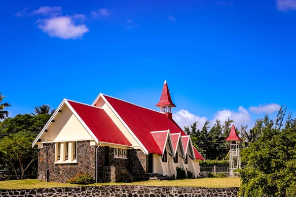 Εκκλησία Κόκκινη Οροφή Στο Cap Malheureux Νήσος Μαυρίκιος — Φωτογραφία Αρχείου
