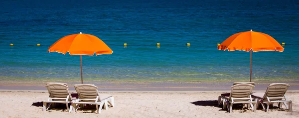 Parasols Plage Sable Maurice Île — Photo