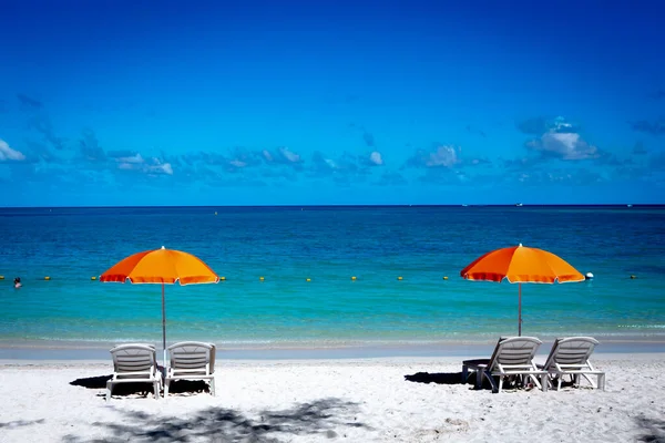 Parasols Plage Sable Maurice Île — Photo