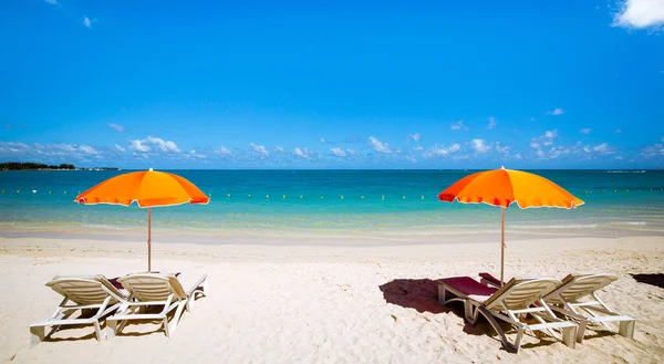 Парасоль Песчаный Пляж Острове Маврикий — стоковое фото